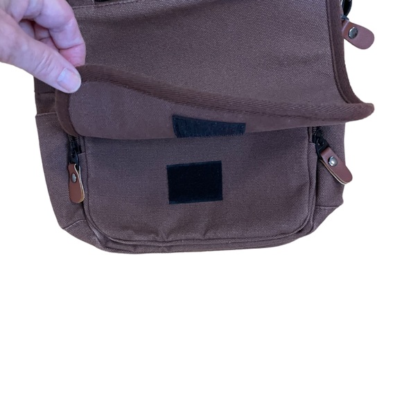 NeatPack Brown Canvas Vertical Anti-Theft Crossbody Bag Unisex - Picture 7 of 10